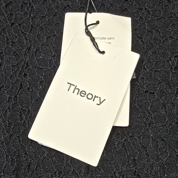 Theory Crochet Skirt Mini Dress Womens Petite Size Small Black Short Sleeve New - Picture 4 of 12